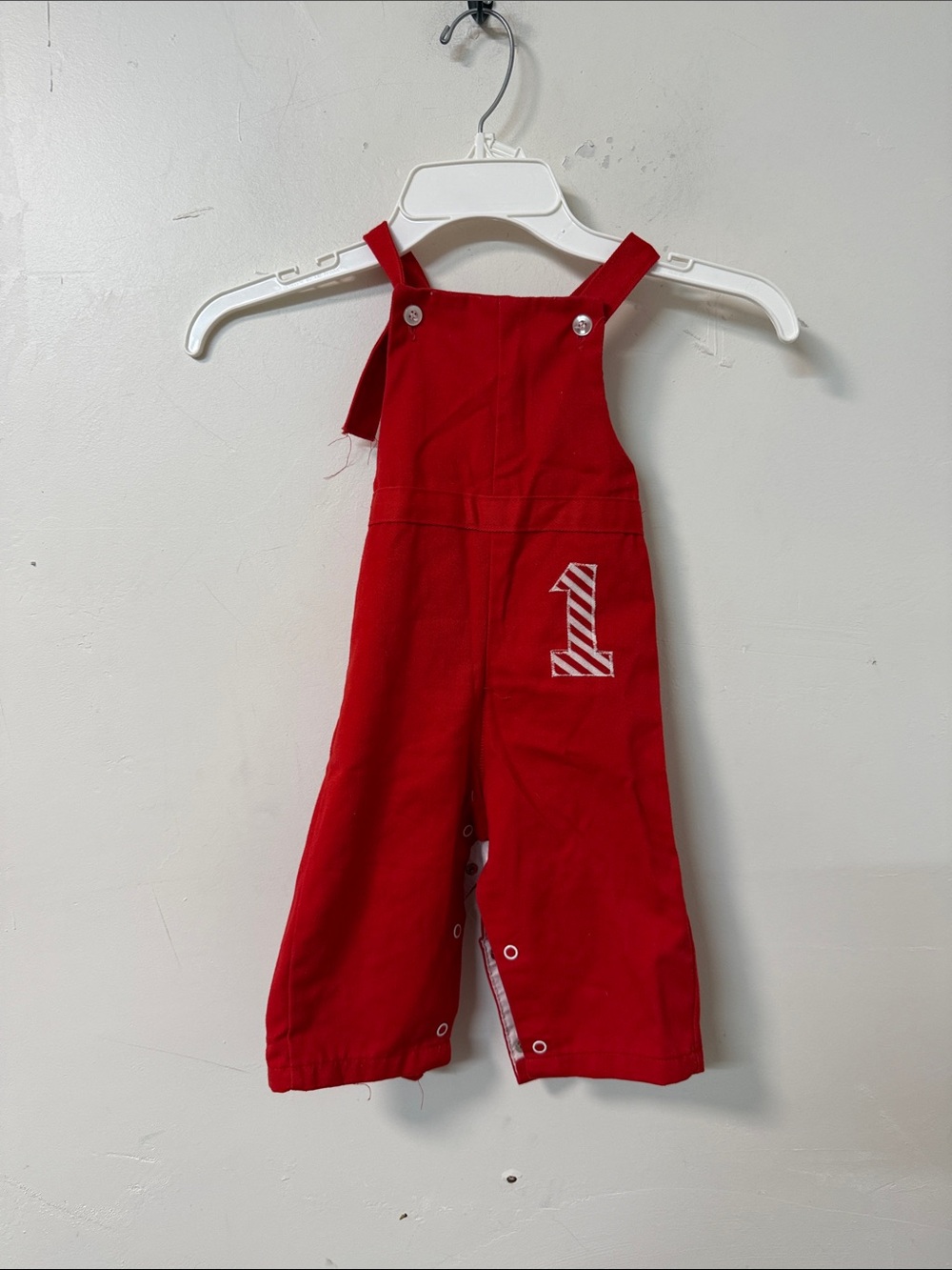 healthtex Red Toddler Overalls with Striped Number Applique vintage